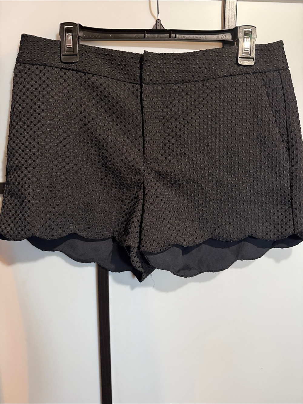 Elle Black Eyelet Scallop-Hem Shorts